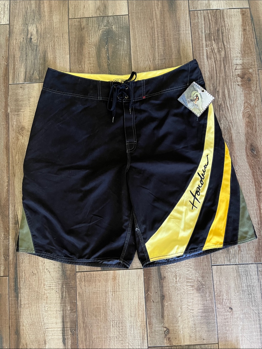 Honolulu Surf Co. Men’s Black and Yellow Board Shorts